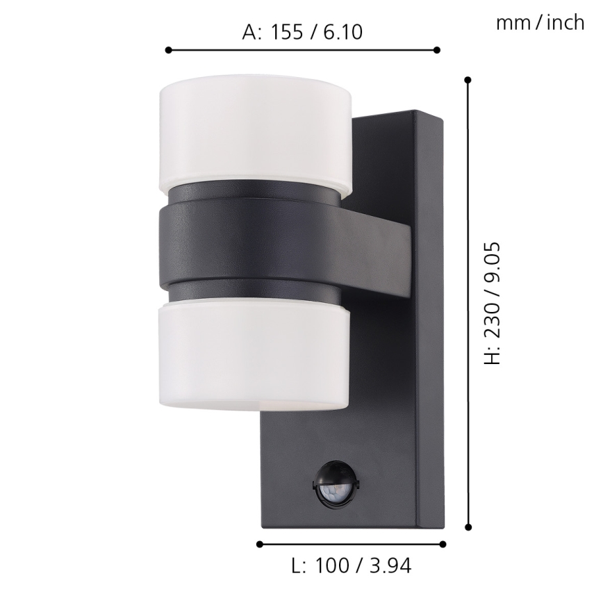 Eglo - LED Екстериорна Стенна лампа на сензор 2xLED/6W IP44