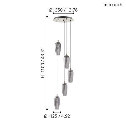 Eglo 96345 - LED Полилей на верижка FARSALA 5xG9/2,5W/230V