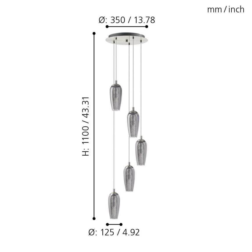 Eglo 96345 - LED Полилей на верижка FARSALA 5xG9/2,5W/230V