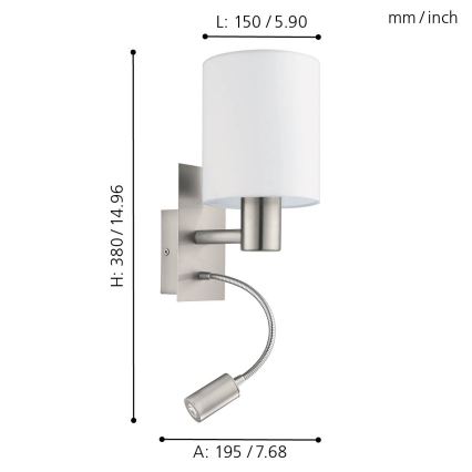 Eglo - LED Стенна лампа 1xE27/40W+LED/3,8W бяла