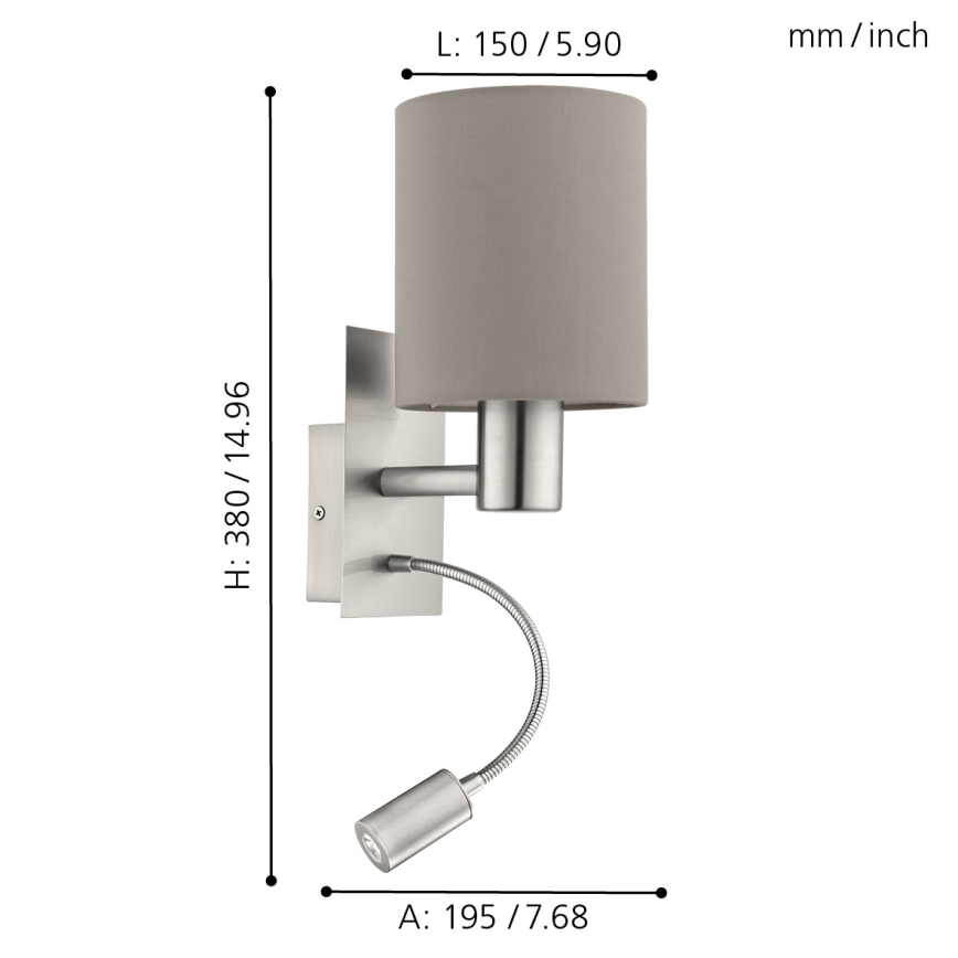 Eglo - LED Гъвкав лампа 1xE27/40W+LED/3,8W taupe