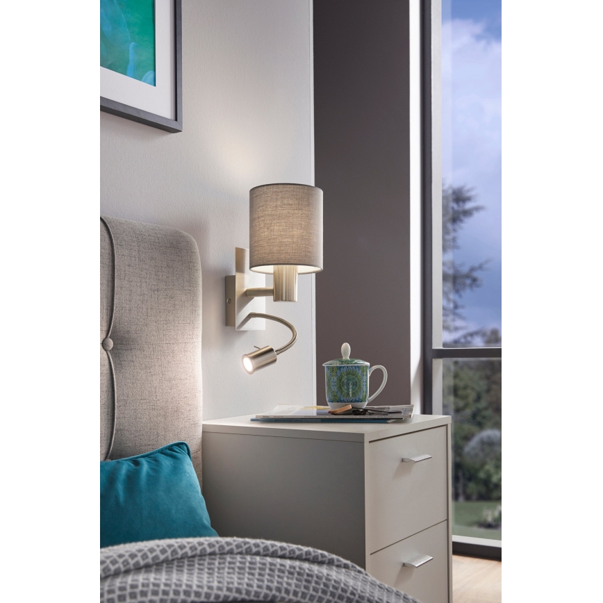 Eglo - LED Стенна лампа 1xE27/40W+LED/3,8W сива