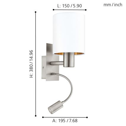 Eglo - LED гъвкаво осветително тяло 1xE27/40W+LED/3,8W бяло