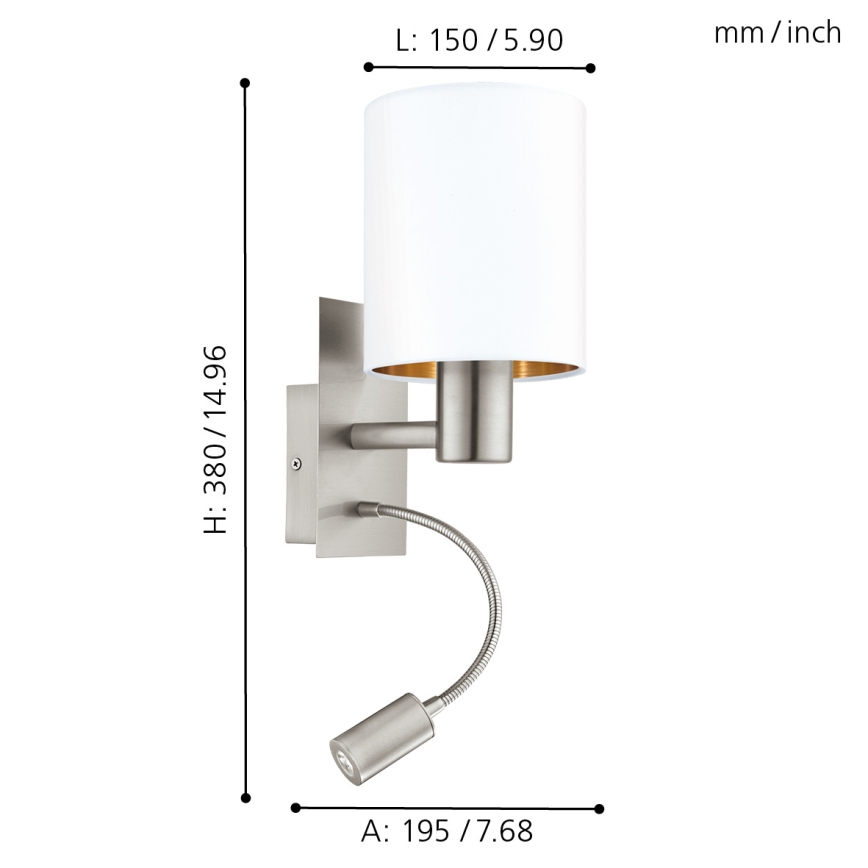 Eglo - LED Стенна лампа 1xE27/40W+LED/3,8W бяла