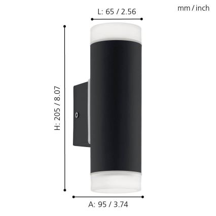 Eglo - LED Екстериорна Стенна лампа 2xGU10/5W IP44