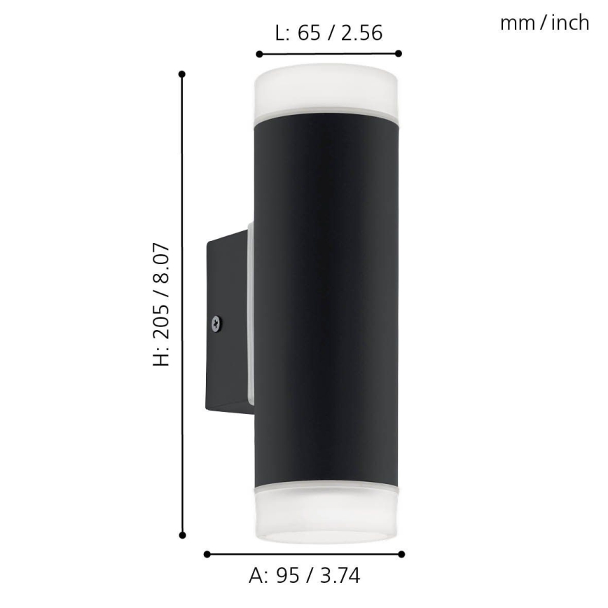 Eglo - LED Екстериорна Стенна лампа 2xGU10/5W IP44
