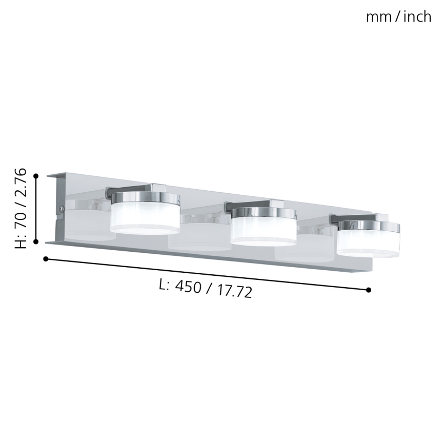 Eglo - LED Димируем аплик за баня 3xLED/7,2W/ IP44