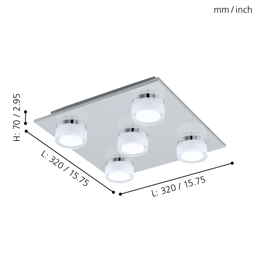 Eglo - LED Димируем плафон за баня 5xLED/7,2W/ IP44