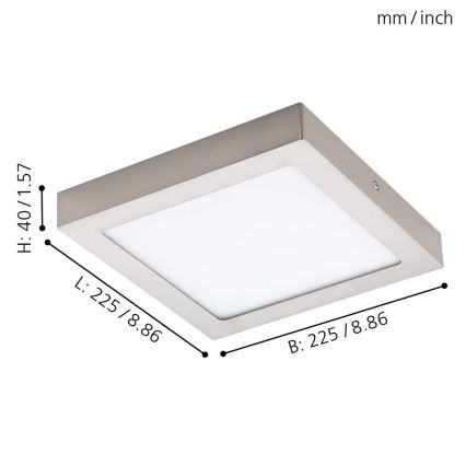 Eglo - LED RGBW Димируемо таванно осветително тяло FUEVA-C LED/15,6W/230V Bluetooth 22,5x22,5 cm