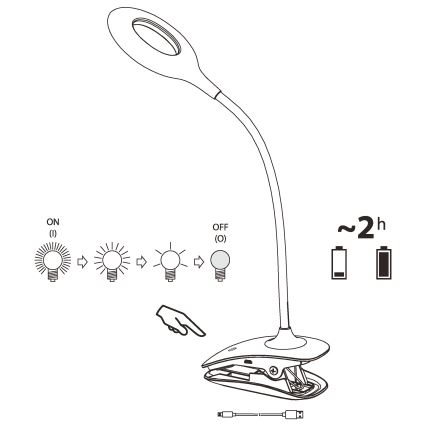Eglo - LED Димируема лампа с щипка 1xLED/3W/230V 500 mAh бял