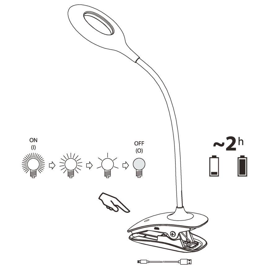 Eglo - LED Димируема лампа с щипка 1xLED/3W/230V 500 mAh бял