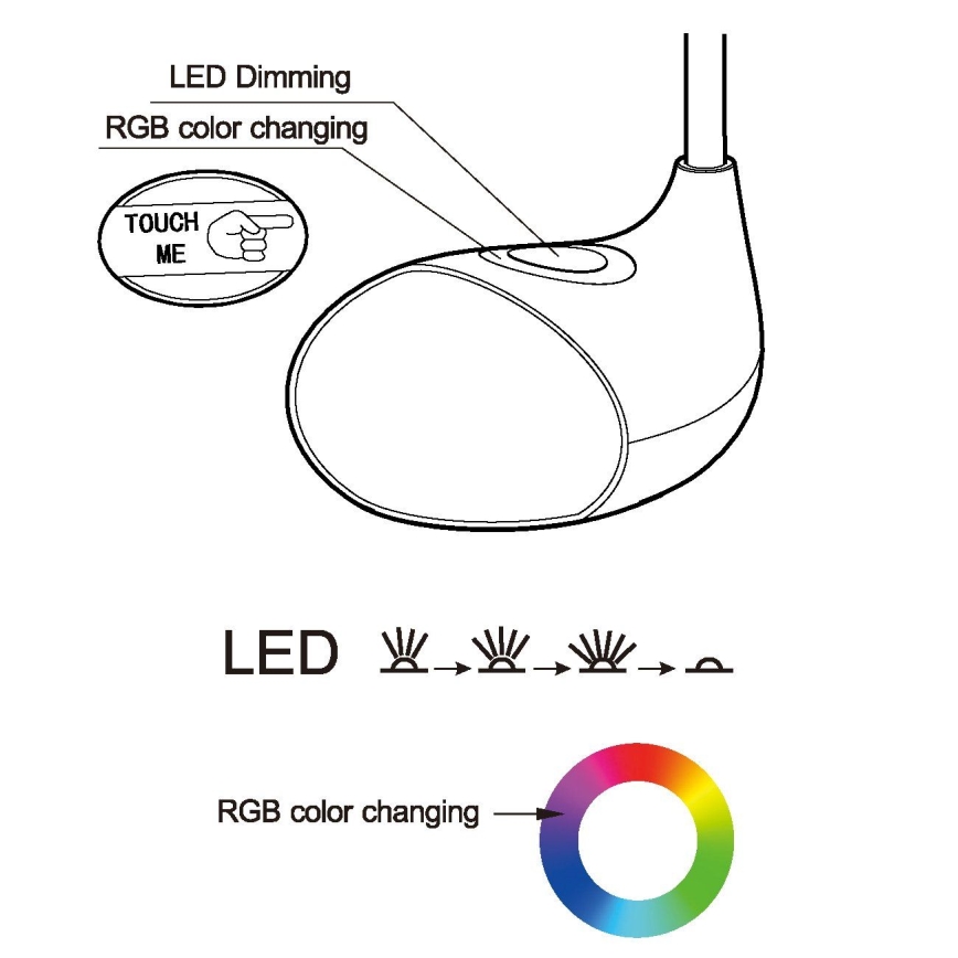 Eglo - LED Димируема Настолна лампа 1xLED/2,2W+0,3W/230V RGB