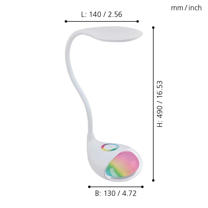 Eglo - LED Димируема Настолна лампа 1xLED/2,2W+0,3W/230V RGB