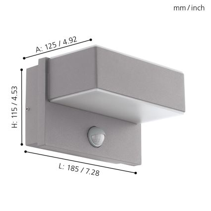 Eglo - LED Екстериорна Стенна лампа със сензор 2xLED/5,6W/230V IP44
