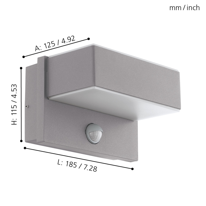 Eglo - LED Екстериорна Стенна лампа със сензор 2xLED/5,6W/230V IP44