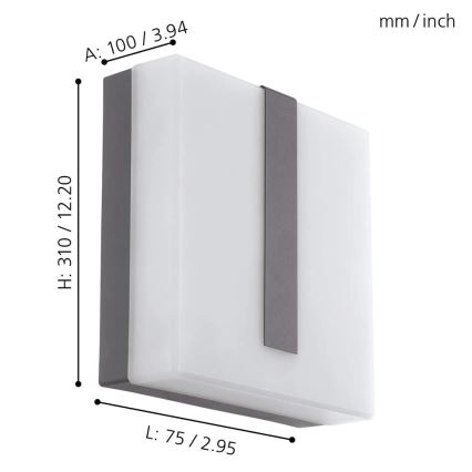 Eglo - LED Димируем екстериорен аплик TORAZZA-C LED/14W/230V IP44