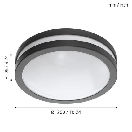 Eglo - LED Димируем плафон за баня LOCANA-C LED/14W/230V Bluetooth IP44 антрацит