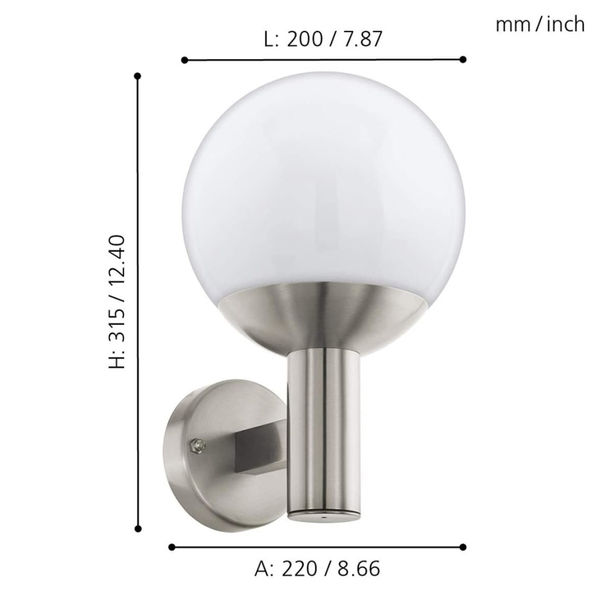 Eglo - LED Димируем екстериорен аплик NISIA-C 1xE27/9W/230V IP44
