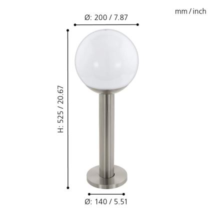 Eglo - LED Димируема екстериорна лампа NISIA-C 1xE27/9W/230V 525 мм IP44