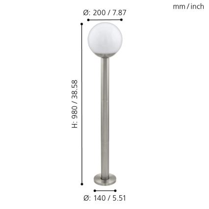Eglo 97249 - димируема LED външна лампа NISIA-C 1xE27/9W/230V 980 мм IP44