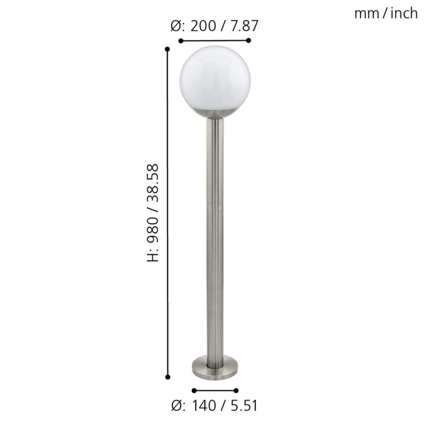 Eglo 97249 - димируема LED външна лампа NISIA-C 1xE27/9W/230V 980 мм IP44