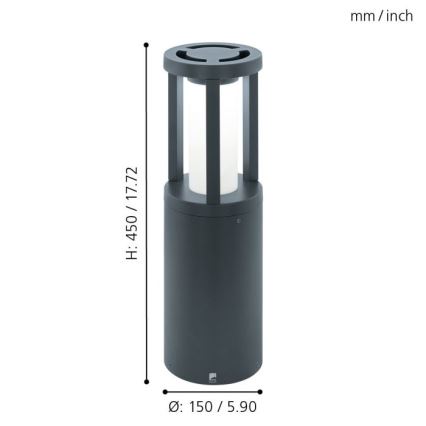 Eglo 97252 - LED Екстериорна лампа GISOLA 1xLED/12W/230V IP44 450 mm 
