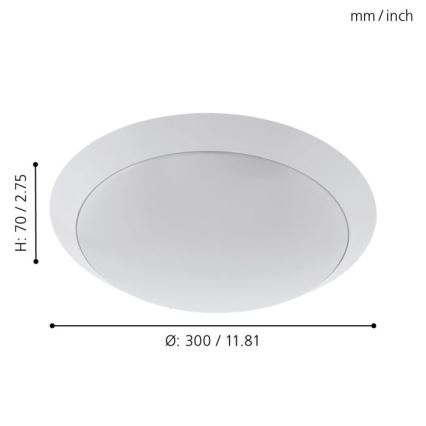 Eglo 97254 - LED таванно осветително тяло за баня PILONE LED/11W/230V бяло IP44