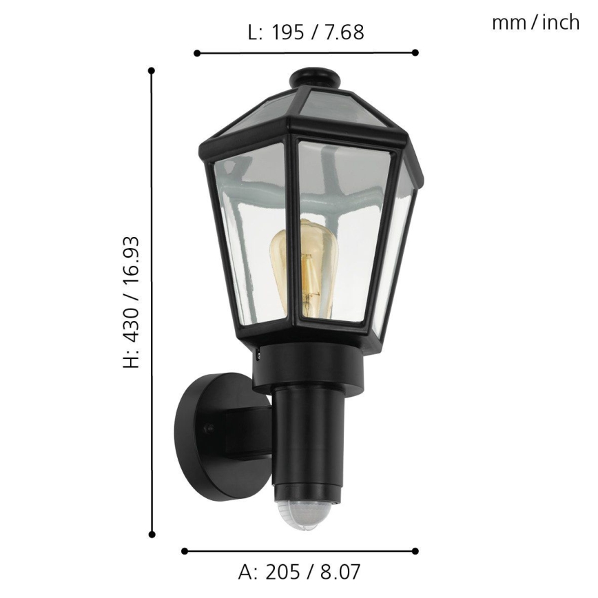 Eglo - Екстериорен аплик със сензор 1xE27/28W/230V IP44
