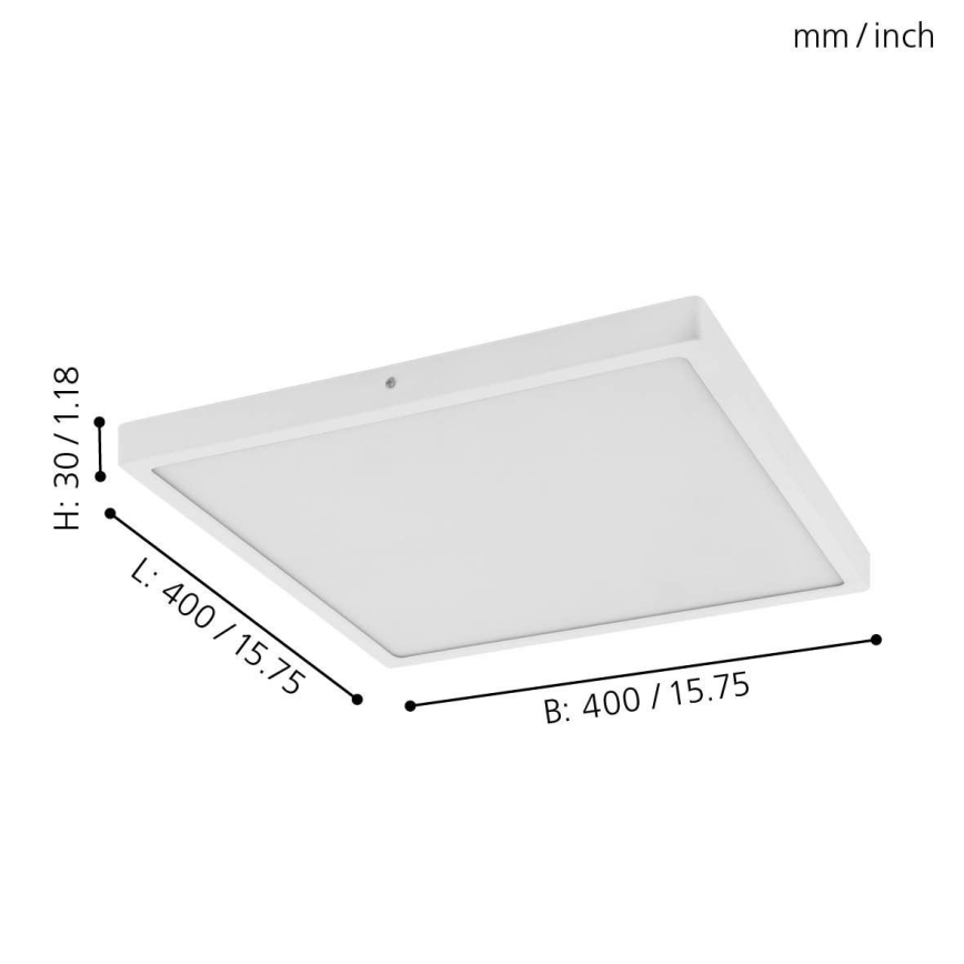 Eglo - LED Лампа за таван 1xLED/25W/230V бяла ръбест 2500 lm