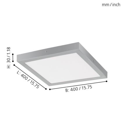 Eglo - LED Лампа за таван 1xLED/25W/230V сребърна ръбест