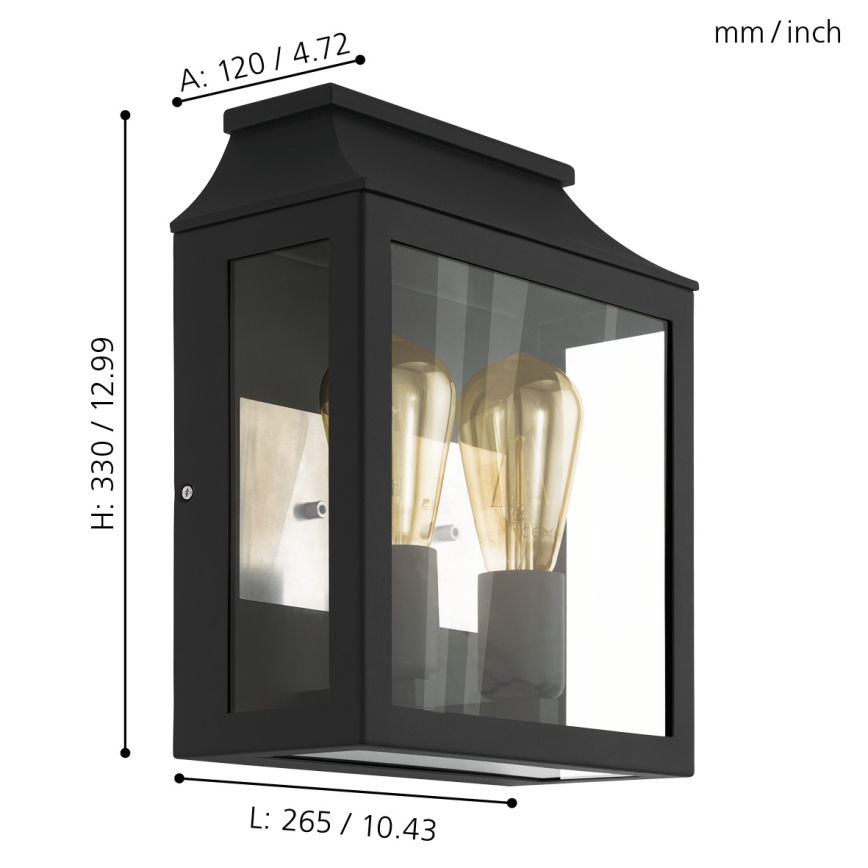 Eglo - Екстериорна Стенна лампа 2xE27/60W/230V IP44