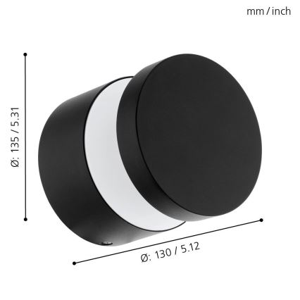 Eglo - LED Екстериорна Стенна лампа LED/11W/230V черна IP44