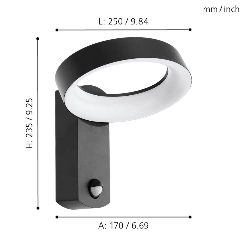 Eglo - LED Екстериорна стенна лампа със сензор LED/11W/230V IP44