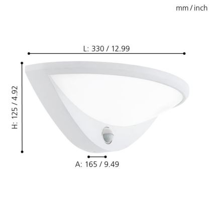 Eglo - LED Екстериорна лампа със сензор 1xLED/9,3W/230V IP44