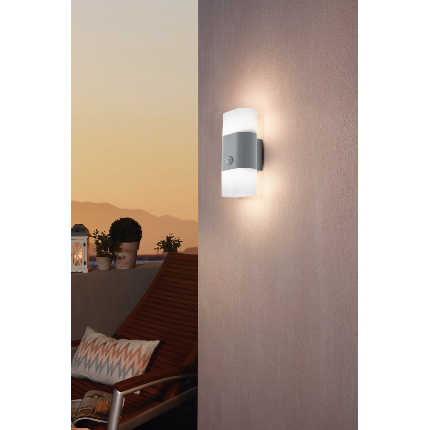 Eglo 97313 - LED Екстериорна Стенна лампа със сензор FAVRIA 1 2xLED/5,5W/230V IP44