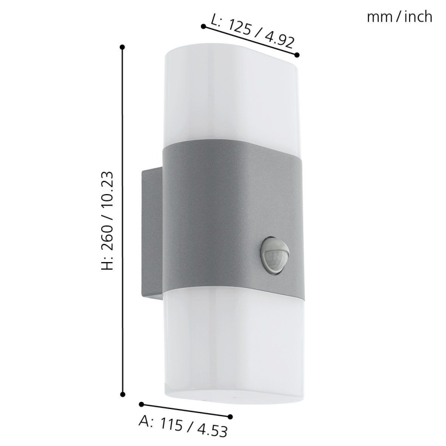 Eglo 97313 - LED Екстериорна Стенна лампа със сензор FAVRIA 1 2xLED/5,5W/230V IP44