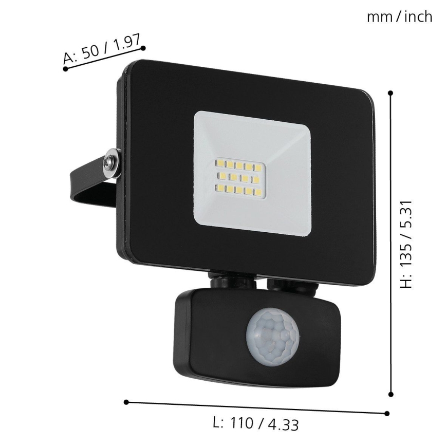 Eglo - LED Рефлектор със сензор LED/10W/230V IP44