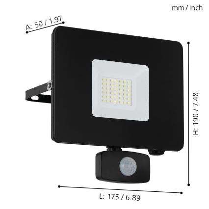 Eglo - LED Рефлектор със сензор LED/30W/230V IP44