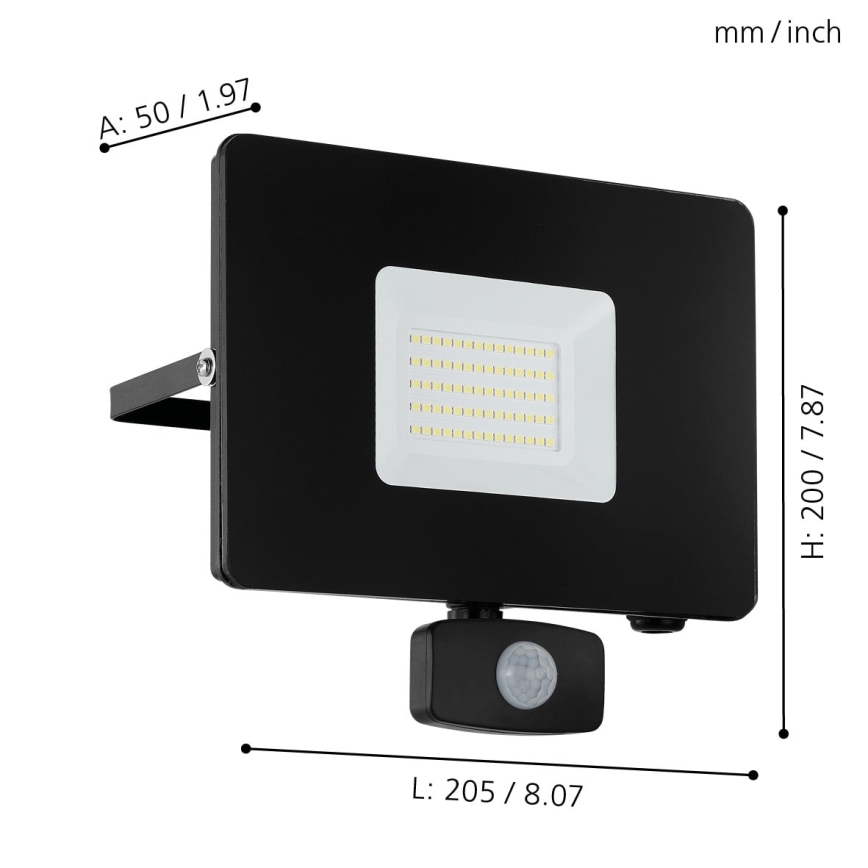 Eglo - LED Рефлектор със сензор LED/50W/230V IP44