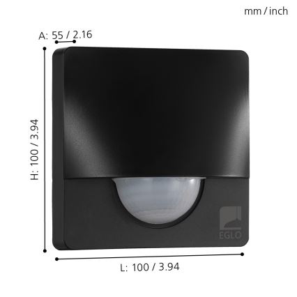 Eglo - Екстериорен сензор на движение 3 12 м черен IP44