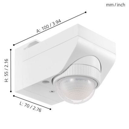 Eglo 97466 - Външен сензор за движение и сумрак DETECT ME 4 12 м бял IP44