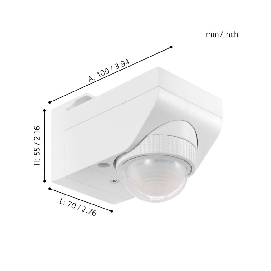 Eglo 97466 - Външен сензор за движение и сумрак DETECT ME 4 12 м бял IP44