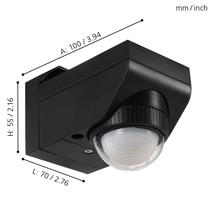 Eglo 97467 - Външен сензор за движение и сумрак DETECT ME 4 12 m черен IP44