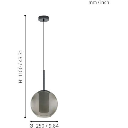 Eglo 97633 - Полилей на кабел TINDARI 1xE27/60W/230V опушено черно