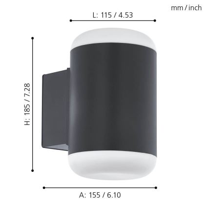 Eglo 97844 - Екстериорна Стенна лампа MERLITO 1xE27/10W/230V черна IP44