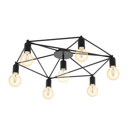 Eglo - Полилей повърхностно монтиран 7xE27/60W/230V черна
