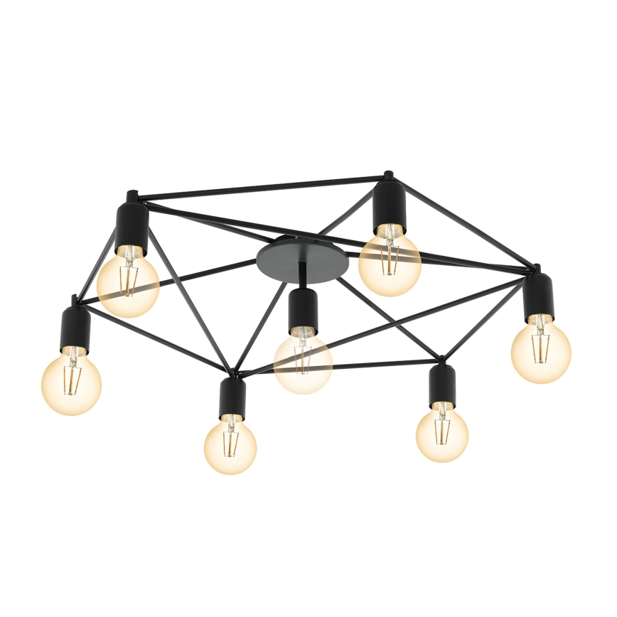 Eglo - Полилей повърхностно монтиран 7xE27/60W/230V черна