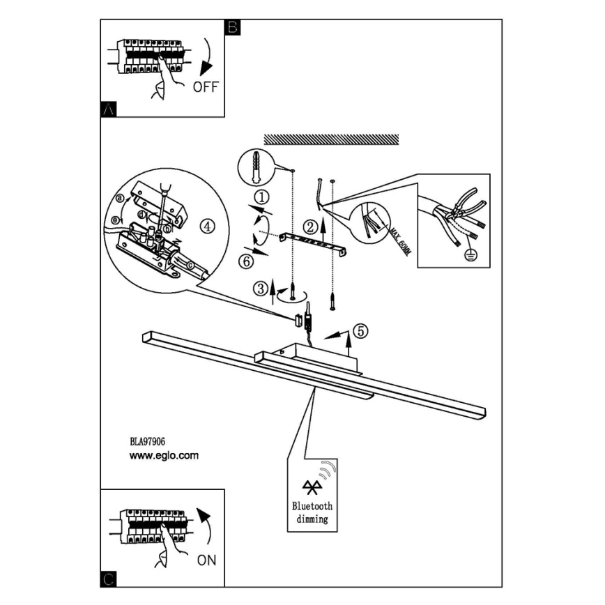 Eglo - LED RGB димируема плафонна лампа FRAIOLI-C LED/34W/230V