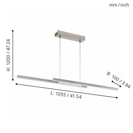 Eglo - LED RGB Димируем висящ полилей FRAIOLI-C 2xLED/17W/230V