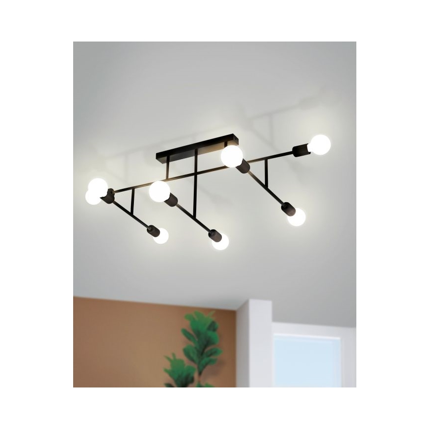 Eglo - повърхностно монтиран Полилей 8xE27/40W/230V черна